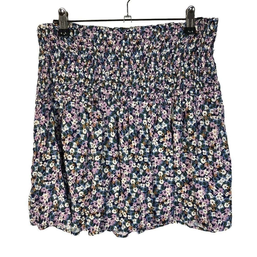 Arizona Purple & Blue Ditsy Floral Smocked Mini Skirt M